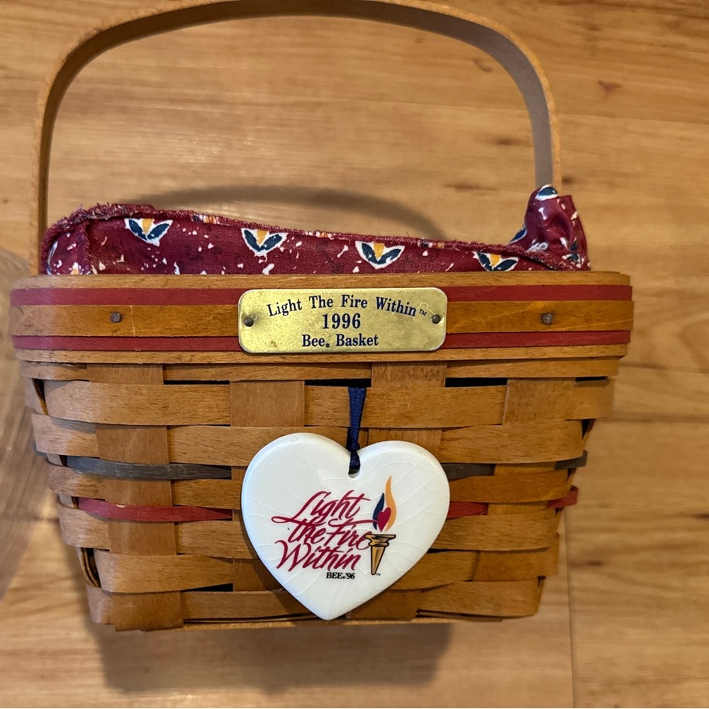 Longaberger 1996 "Light The Fire Within" Handled W/'Liner, Protector, Charm